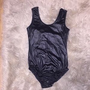 Black foil like body suit for costume or top (4)